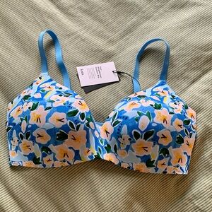 Knix WingWoman Contour Wireless T-shirt Bra size 5- Bouquet Blue NWT